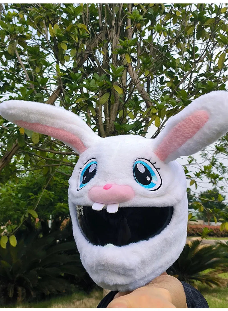 White rabbit head decorative cover for electric motorcycle helmets
