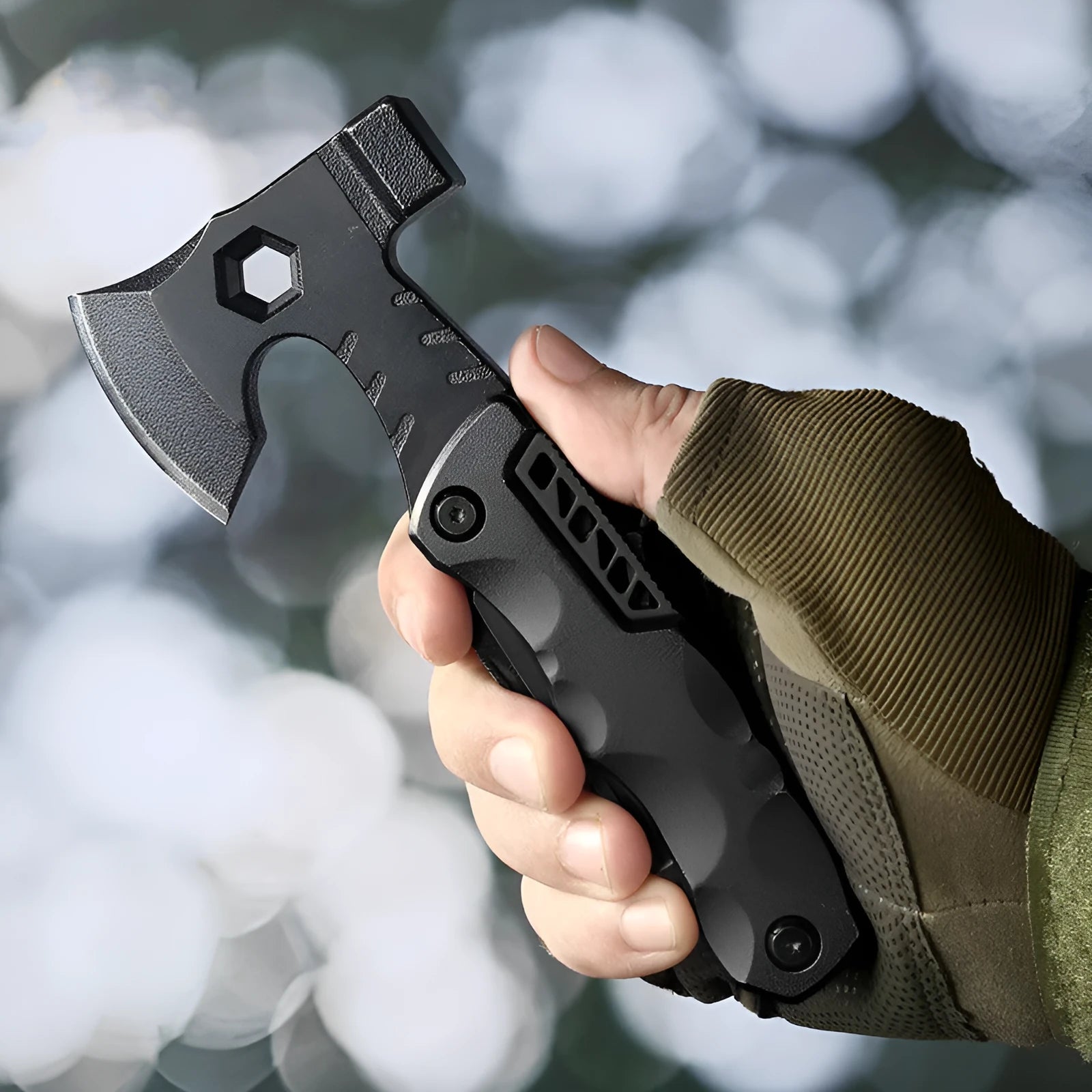 Outdoor multifunctional axe camp hammer with high carbon steel blade 161mm length black