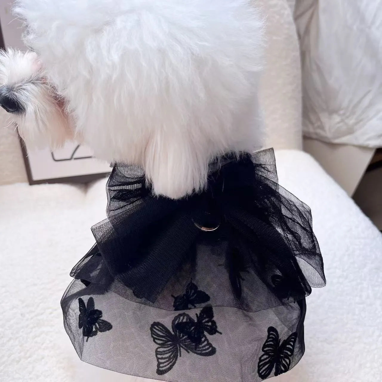 Black gauze princess tulle skirt for small dogs and cats as pet costume clothing