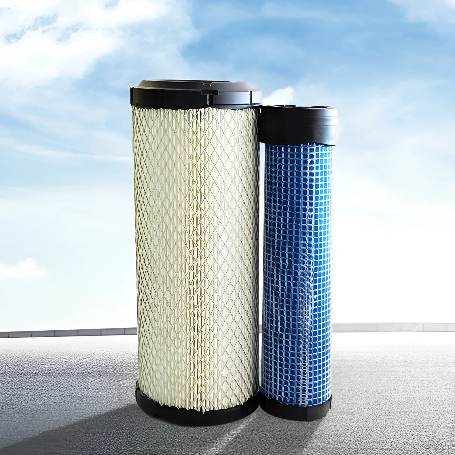 1027 engine air filter with wood pulp filter paper and folding element construction, 106cm diameter