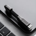 Black 12cm keychain fast charge Type-C cable with nylon braided flat line and magnetic connector