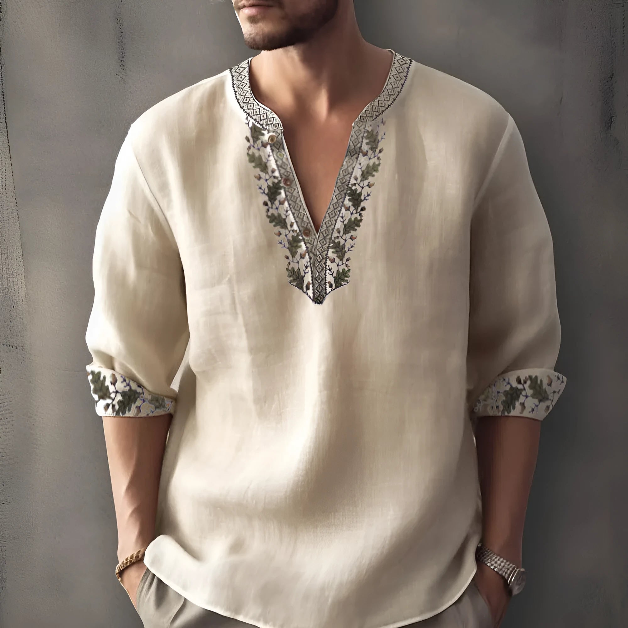 British style bamboo hemp short sleeve shirt with 3D thermal transfer stripe patterns in summer colours