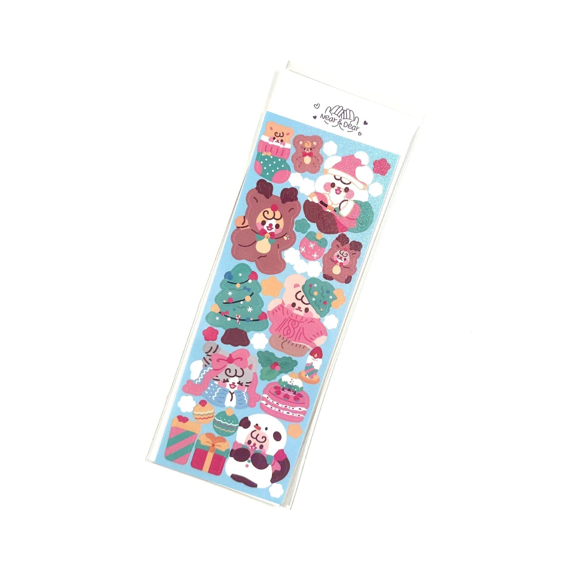 Cartoon animal PET sticker sheet in Korean style with 6.5 x 17.5cm size, black angel colour theme