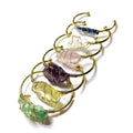 Natural crystal rough stone bracelet with gold winding geometric design in bohemian ethnic style
