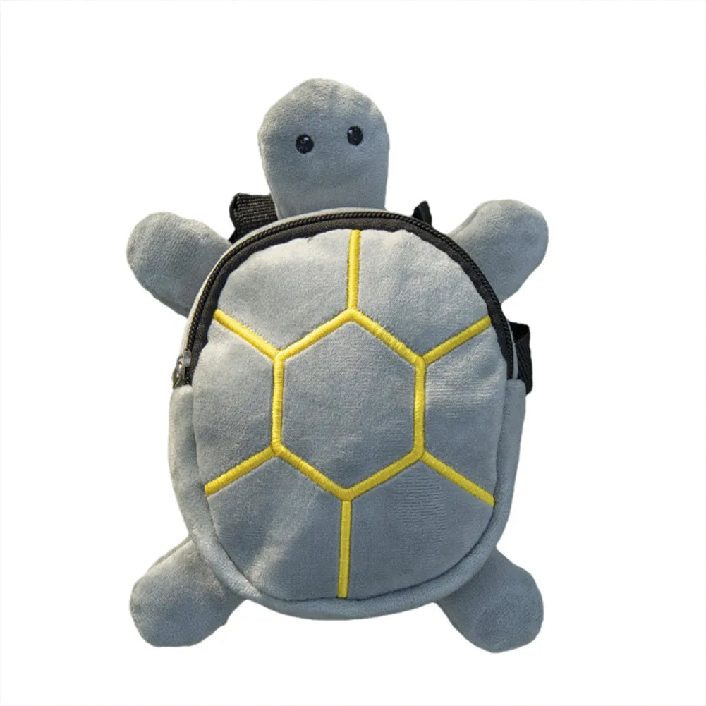 Cartoon turtle shape dog backpack harness vest in velvet with metal zipper