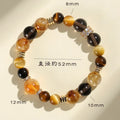 Natural yellow tower crystal string beads bracelet with 10mm Jinba beads on wrist