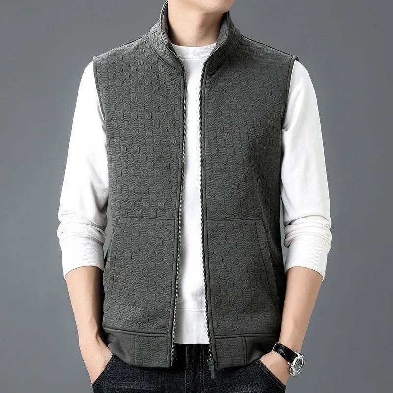 Casual sleeveless waistcoat vest in a cardigan style, shown in a neutral colour from the available selection.