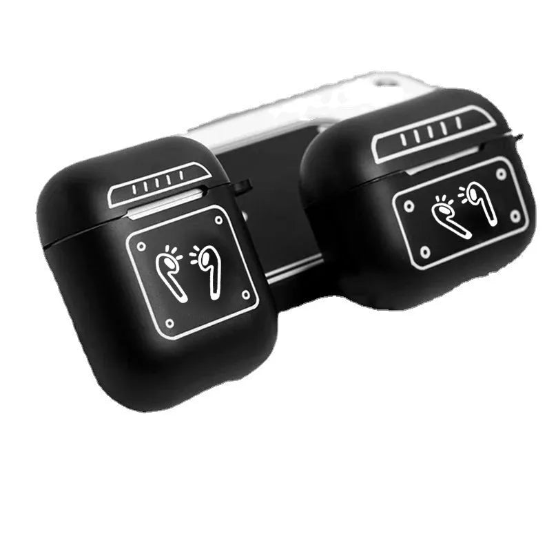 Soft shell frosted black TPU earphone sleeve for Apple AirPods charging case side view