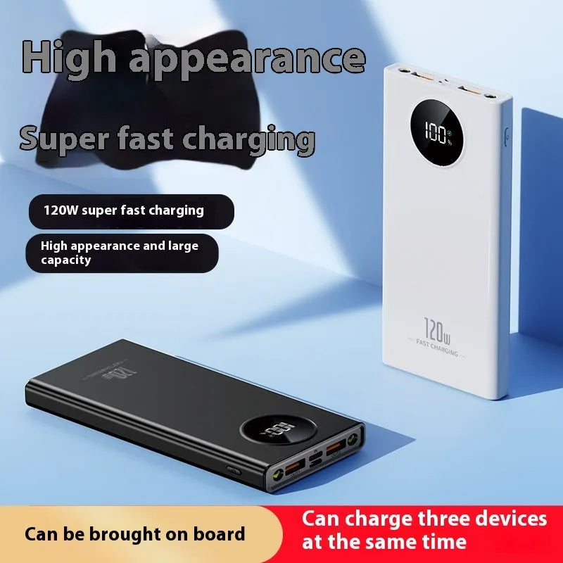 Super fast charge portable power bank with plastic shell, black colour, 20000mAh capacity