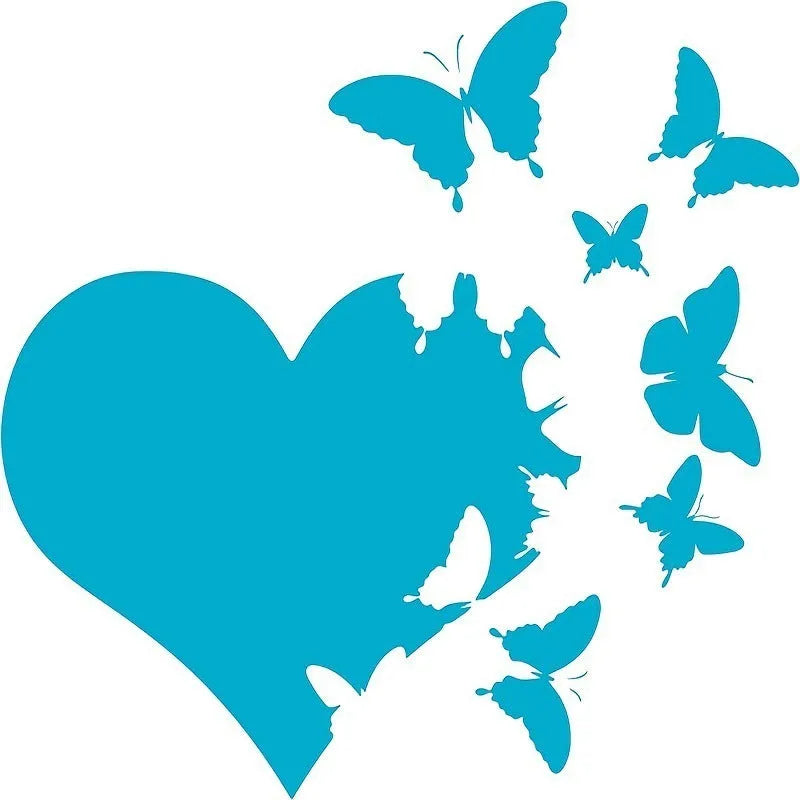 Butterfly-shaped car body decoration sticker in six colour options on 15cm grid