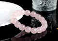 Pink natural bamboo crystal barrel bead bracelet with 11-12mm geometric beads