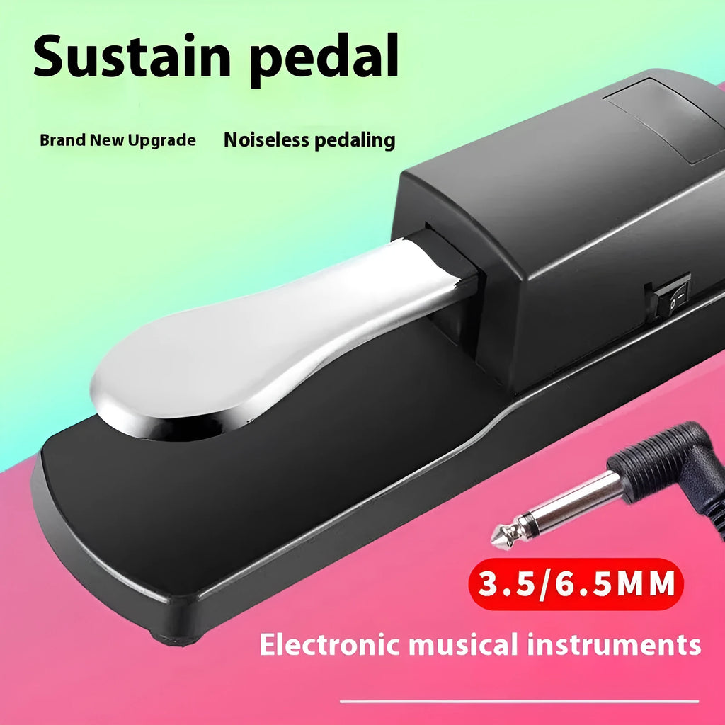 Universal electronic keyboard sustain pedal in ABS plastic with single leg design