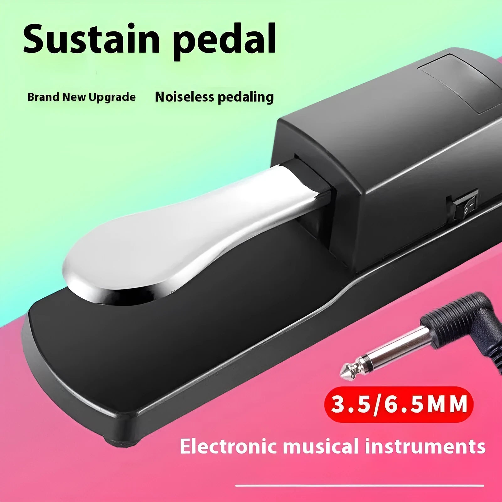 Universal electronic keyboard sustain pedal in ABS plastic with single leg design