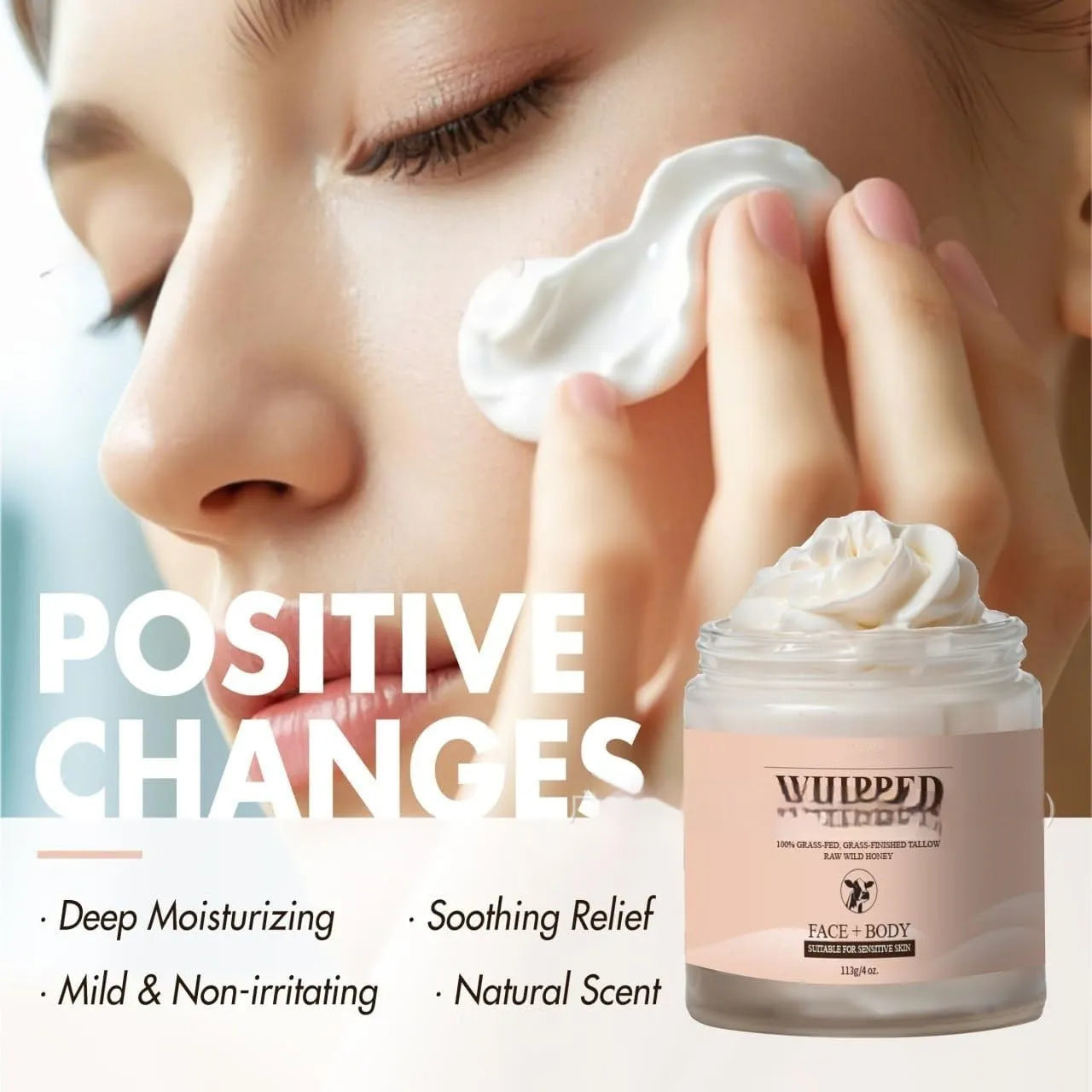 Butter cream moisturiser jar with 113g net content for facial dryness relief and hydration