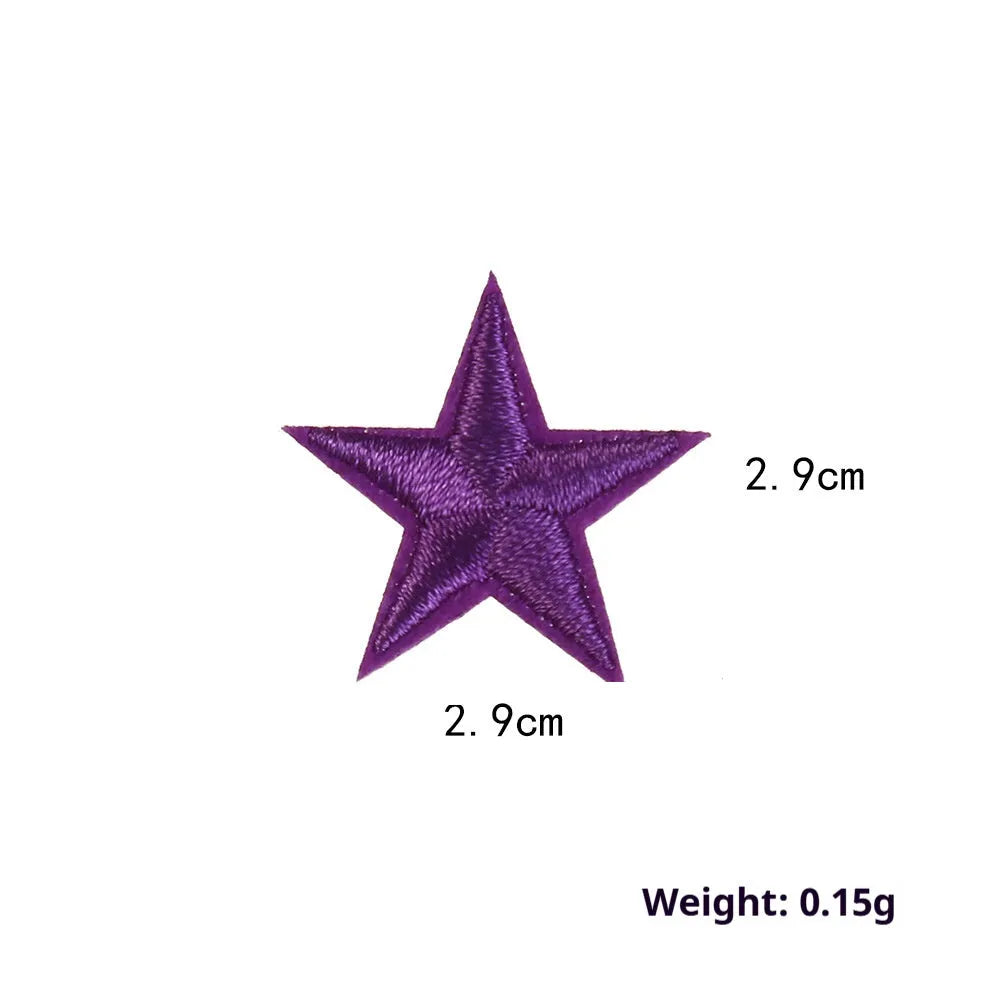 Colourful five-pointed star cloth embroidery stickers for DIY fabric decoration