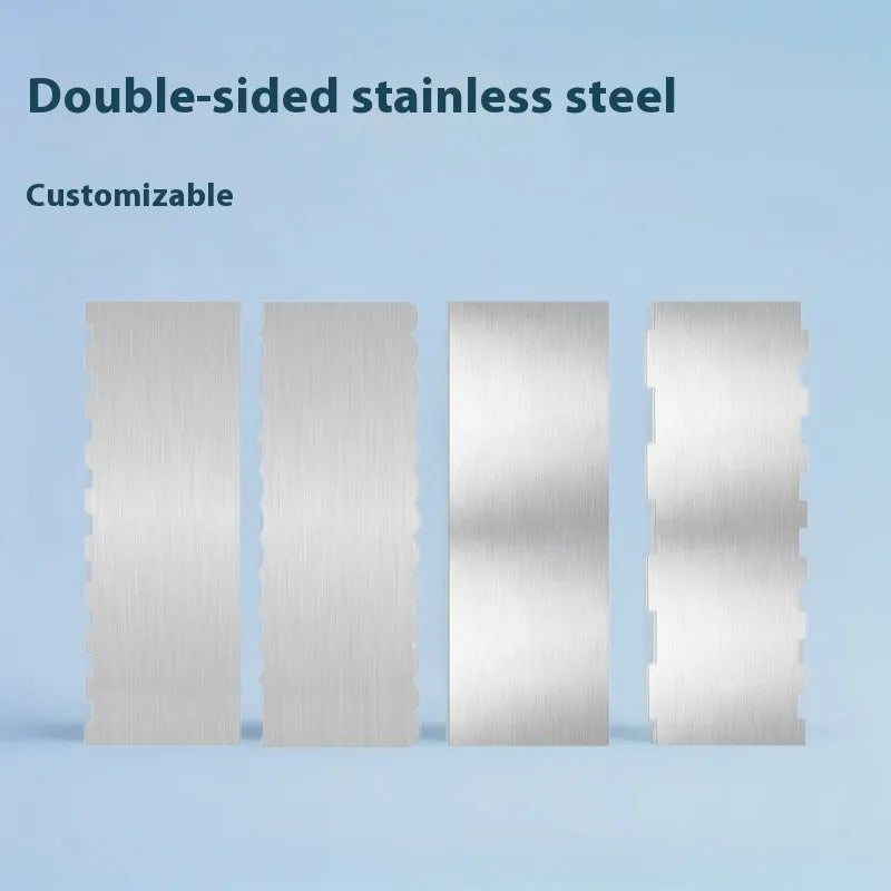 Stainless steel cream scraper with polygon-patterned edge for cake decorating