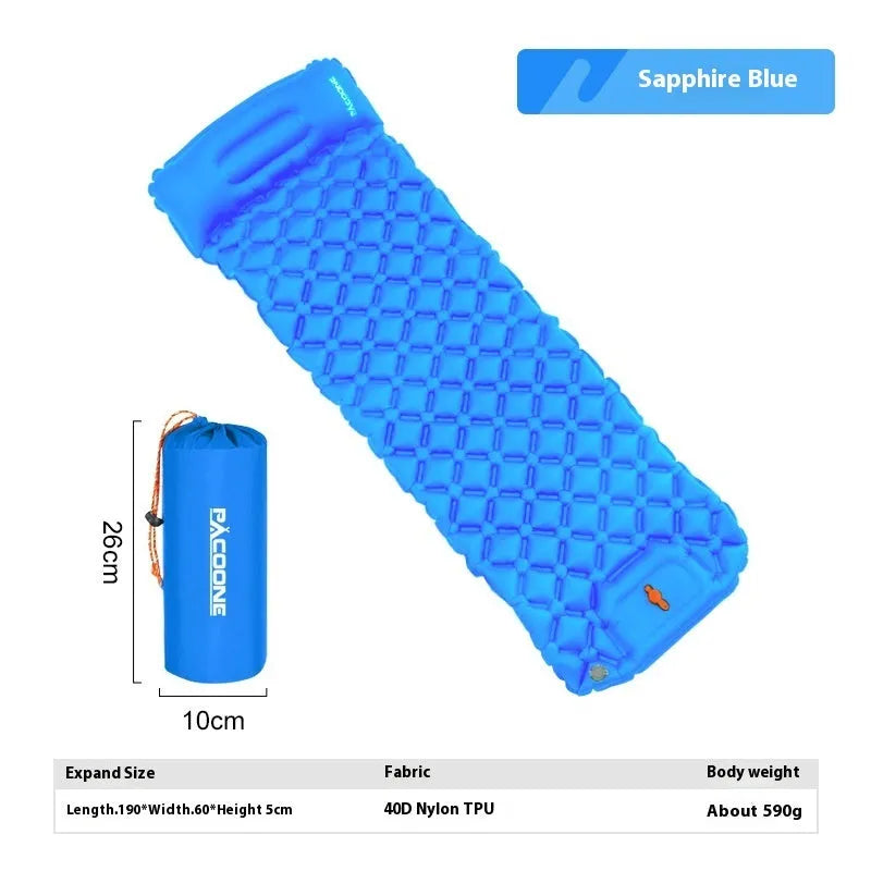 Auto-inflation air mattress camping sleeping mat 40D nylon TPU single navy blue