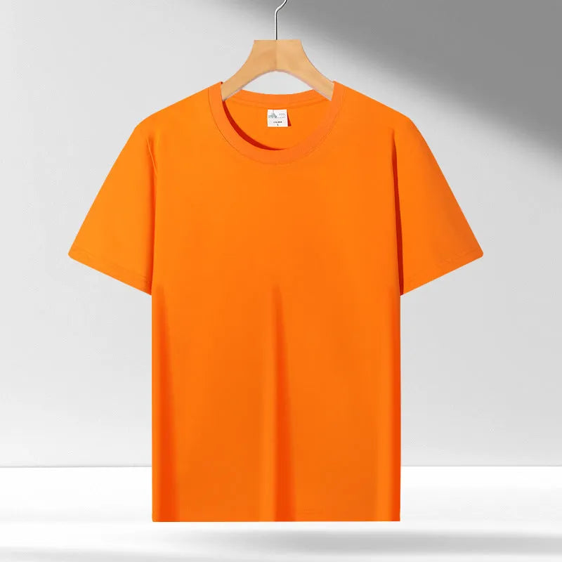 Liquid ammonia cotton cool feeling short-sleeved shirt in solid colour, loose fit pullover style