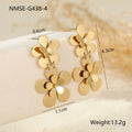 Gold flower butterfly stainless steel earrings with 18K electroplated finish for women