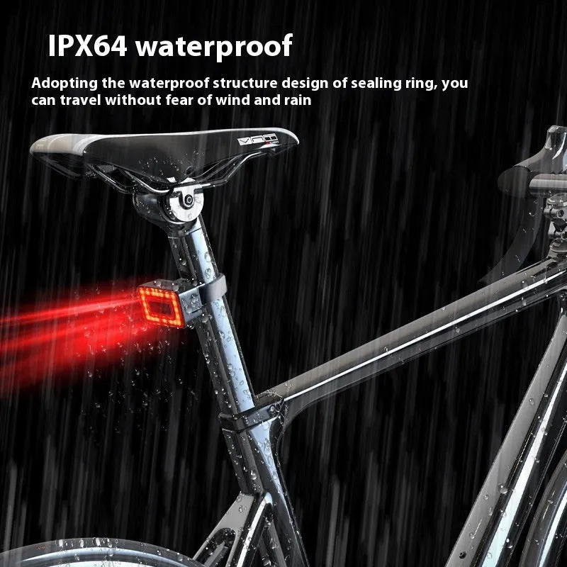 Smart radar bicycle taillight with double bracket mounting and USB-C charging port