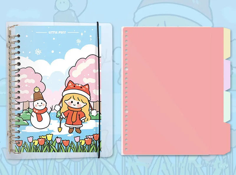 B5 detachable coil notebook with multiple inner pages, Snowman cover design