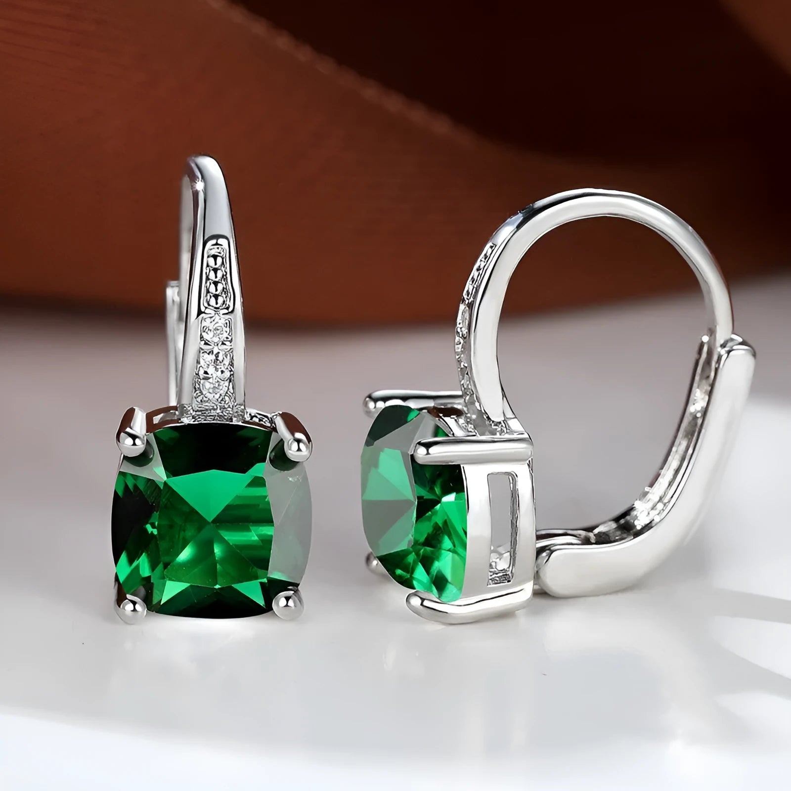 Korean style square zircon ear hook earrings with geometric round design in multiple plating colours