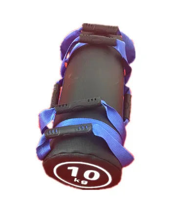 Flat white leather PVC fitness training sandbag with solid fill for weight lifting and gym workouts