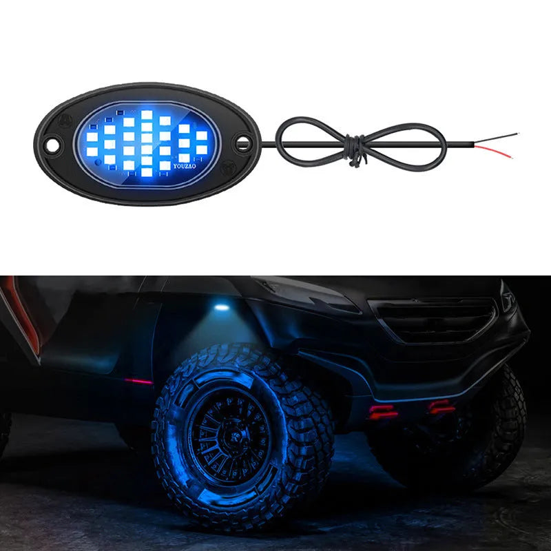 12V car LED chassis ambience light with ABS housing in blue colour option for universal vehicle fit