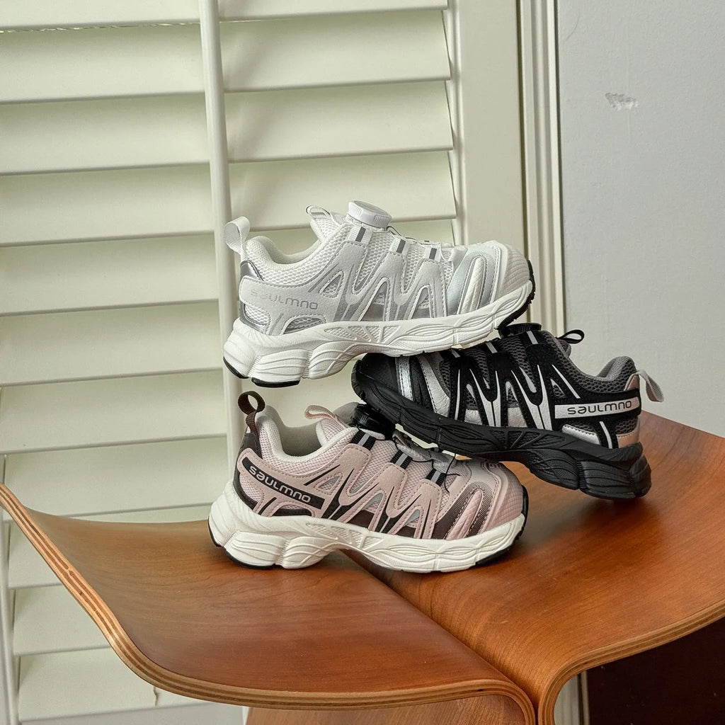 Lightweight beige casual shoes with a breathable PU leather mesh upper for girls and women.