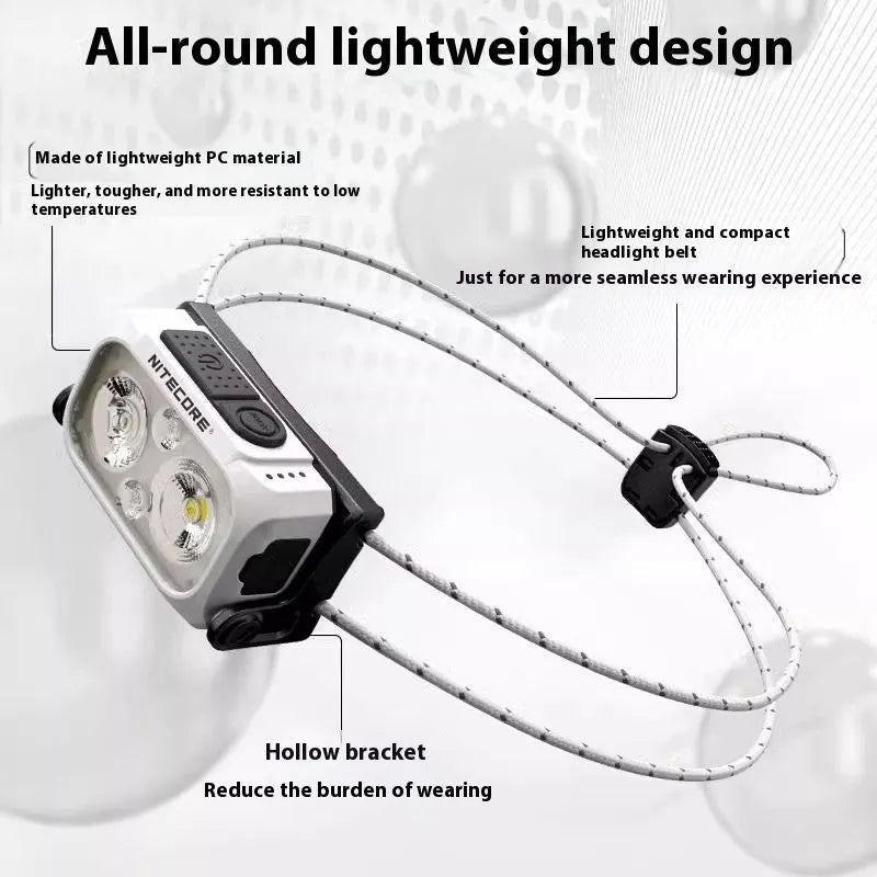 Lightweight off-road running headlight with rechargeable 3W LED and ABS housing in black