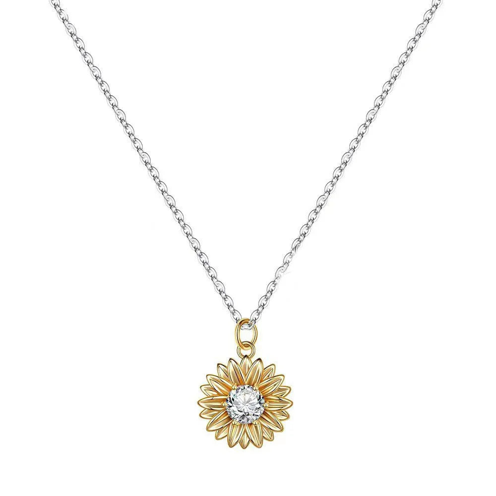 925 silver sunflower necklace with daisy petal design on adjustable 21-50cm chain