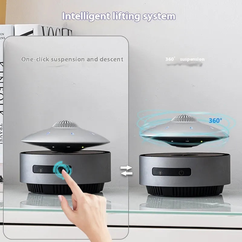Floating magnetic levitation Bluetooth speaker with spherical design on charging base