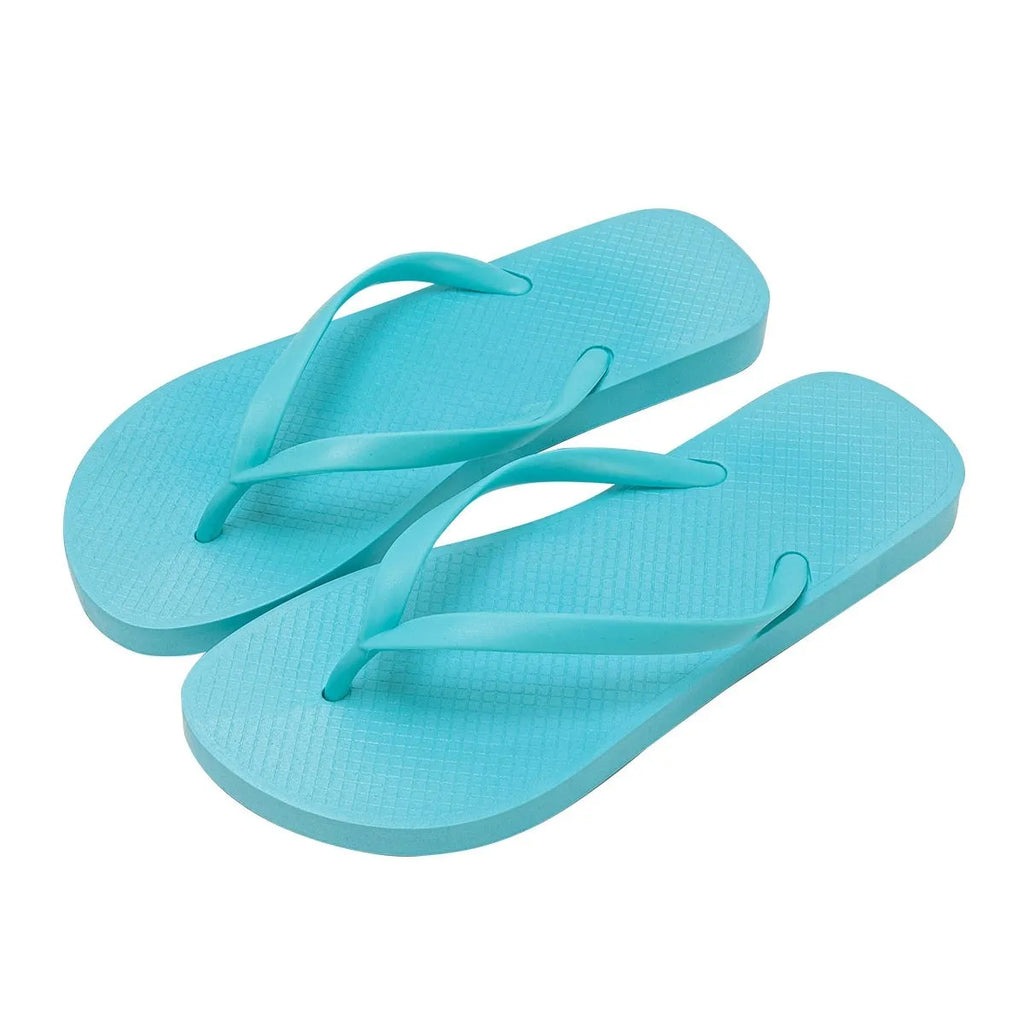 Foldable flat slippers with non-slip PVC sole and plastic upper in orange, purple, black, or white.