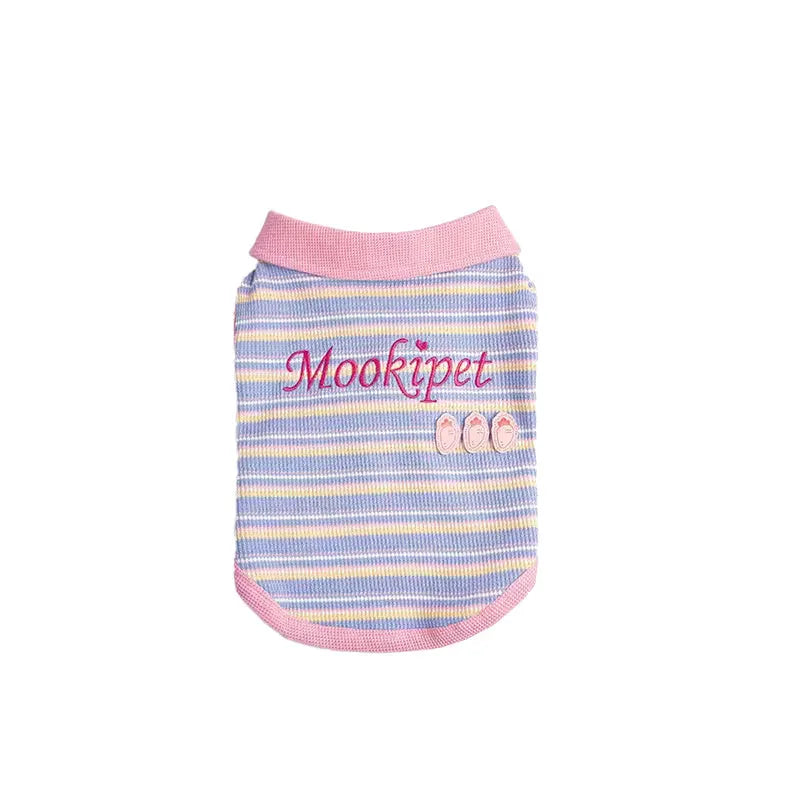 Pink purple autumn vest for small dogs showing weight-based sizing options