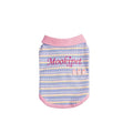 Pink purple autumn vest for small dogs showing weight-based sizing options