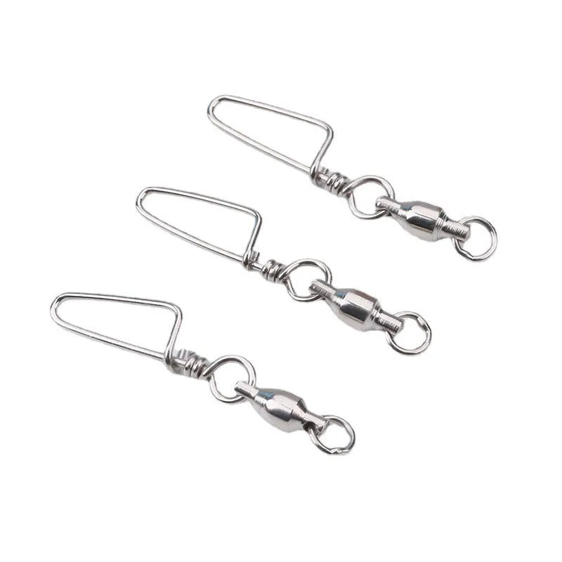 Fishing 8-shaped ring bearing swivel in copper, silver white colour, with 8-shaped ring and bearing mechanism visible