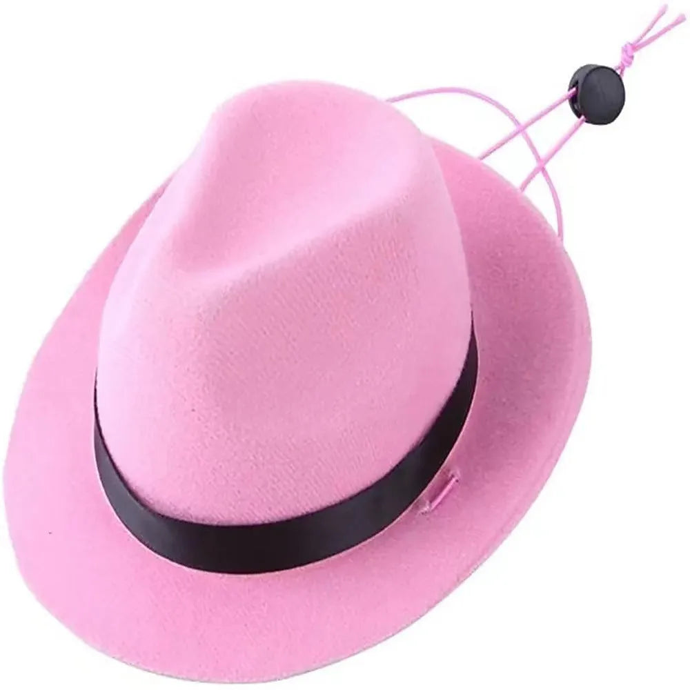 Small S size wool felt pet sun hat with 155cm diameter in pink, black, brown, and red colour options