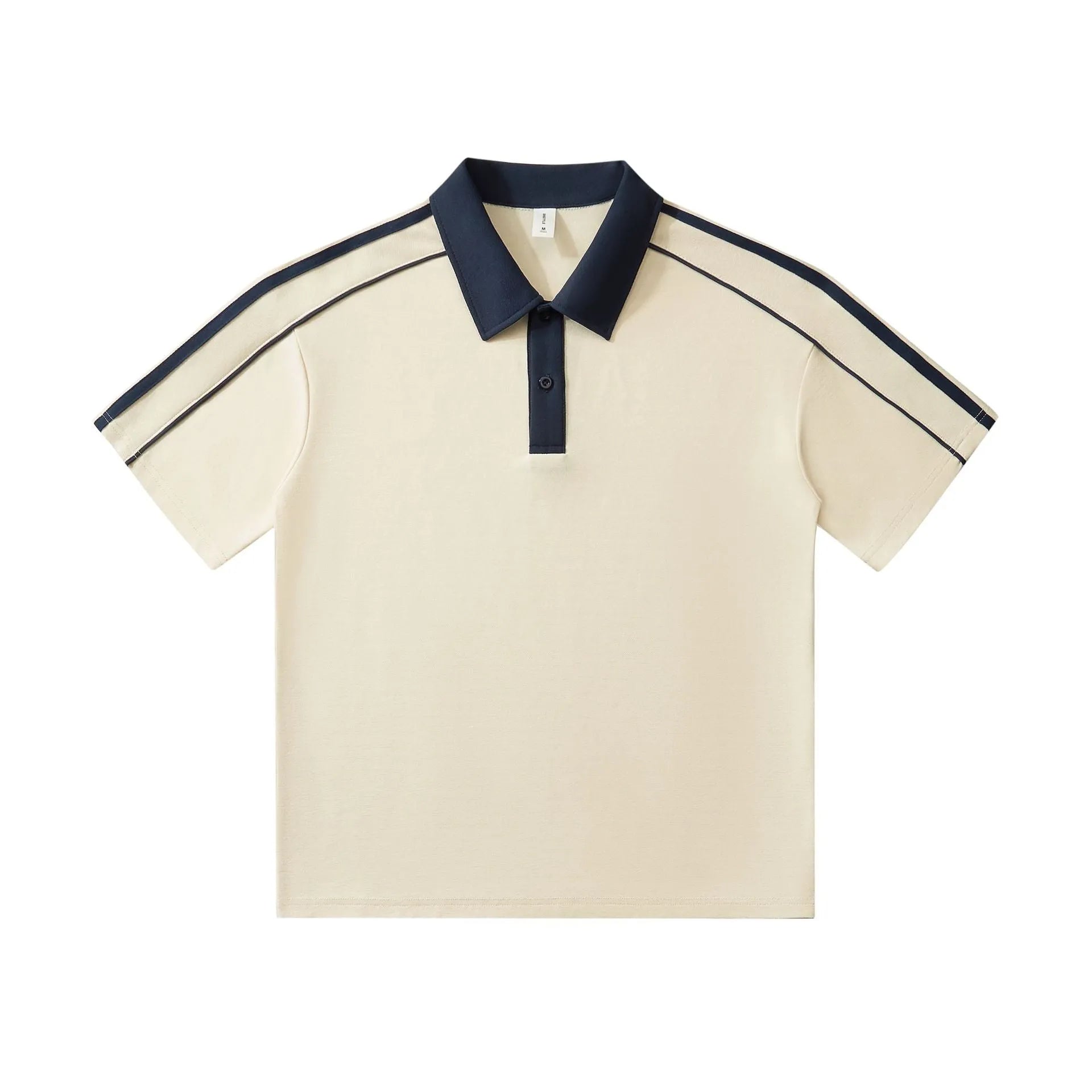 Casual lapel short sleeve T-shirt in cotton blend with loose drop shoulder fit, available in multiple colours