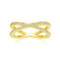 Love Interwoven moissanite wedding ring set in gold S925 silver with platinum plating on white background