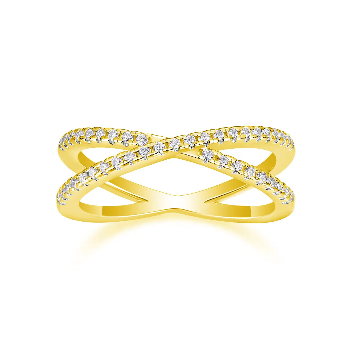 Love Interwoven moissanite wedding ring set in gold S925 silver with platinum plating on white background