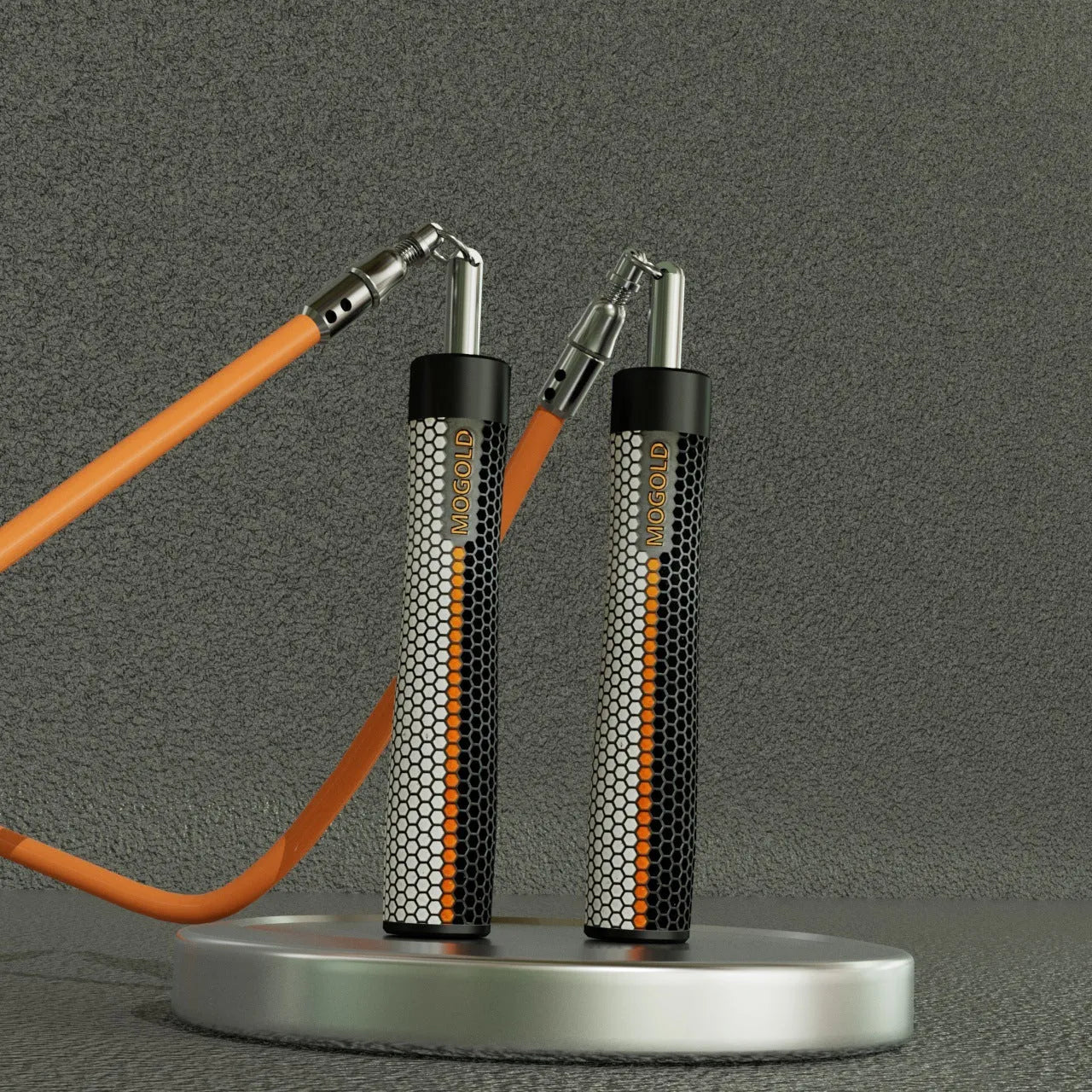 Black PVC-coated steel wire skipping rope 3 metre length on dark surface
