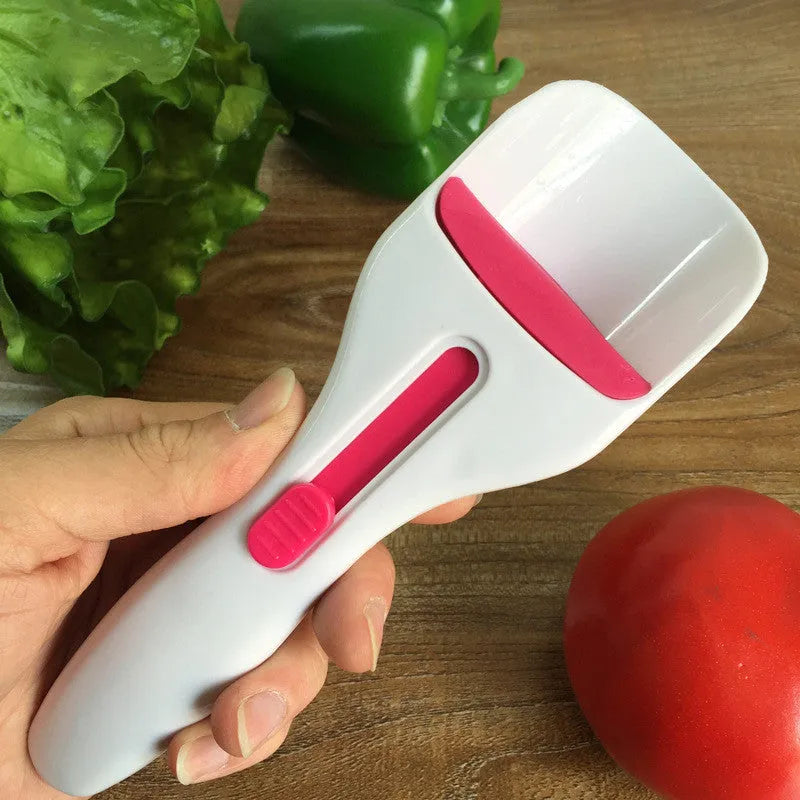 Photo colour cake batter scoop with push lever, 19.5cm ABS TPE construction, standing on leg rests