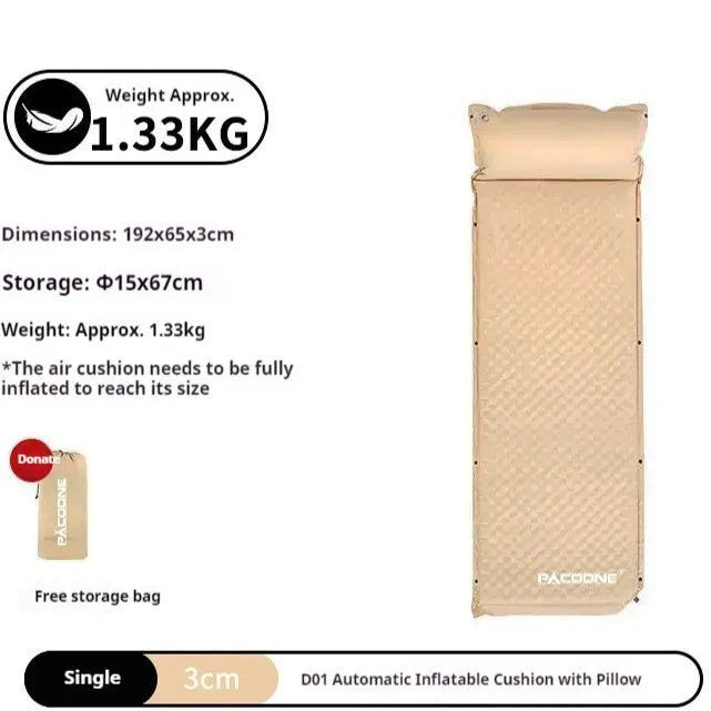 Auto-inflation air mattress camping sleeping mat 40D nylon TPU single navy blue