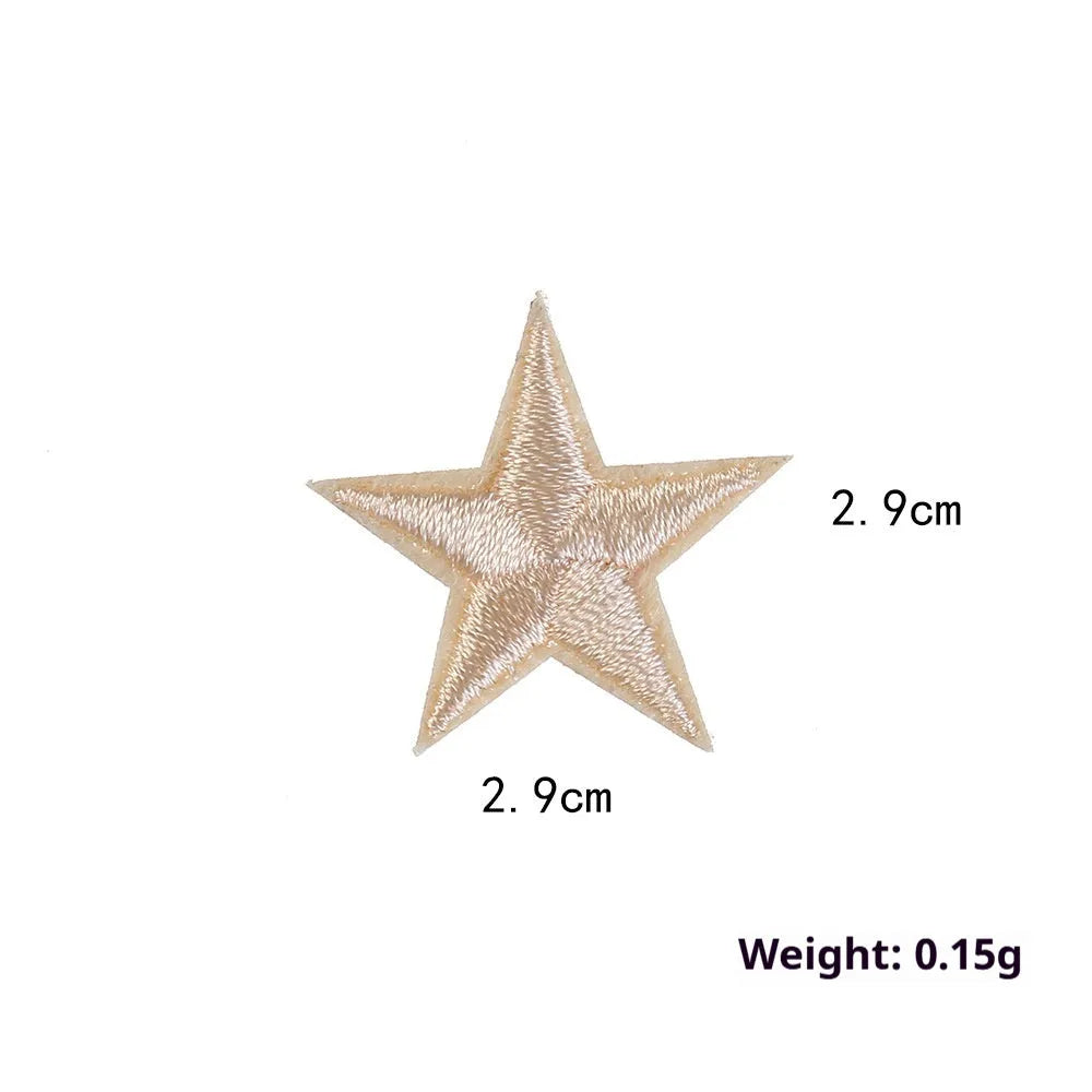 Colourful five-pointed star cloth embroidery stickers for DIY fabric decoration