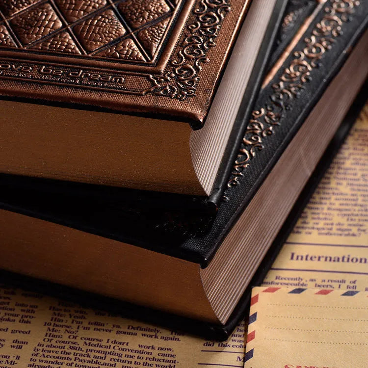 A5 embossed faux leather notepad with a super thick 3D cover in bronze colour.
