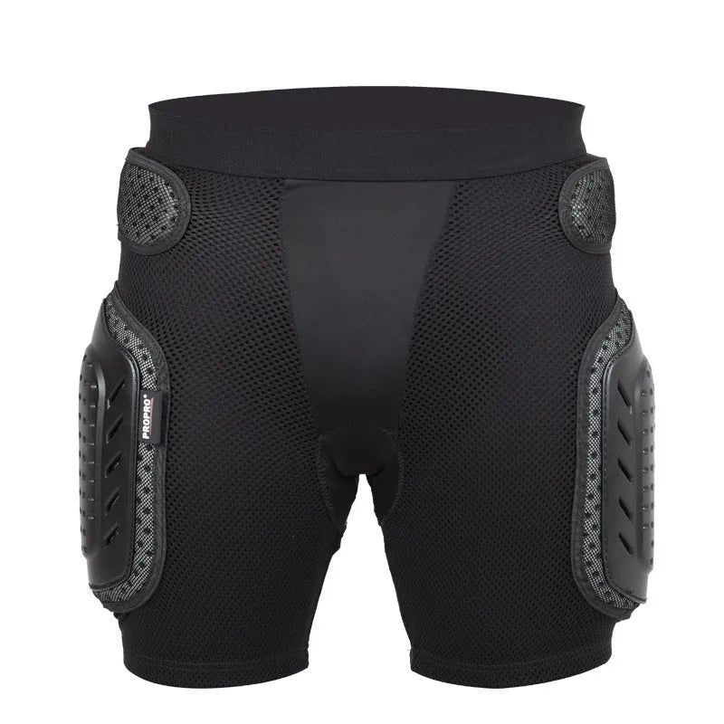 Black cycling hip pad protection pants showing padded hip area for impact absorption