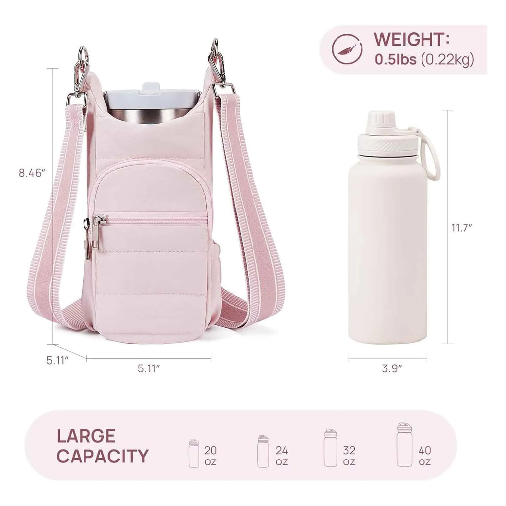 Cycling water bottle bag in beige, black or pink colours with minimalist cloth design for bicycle mounting