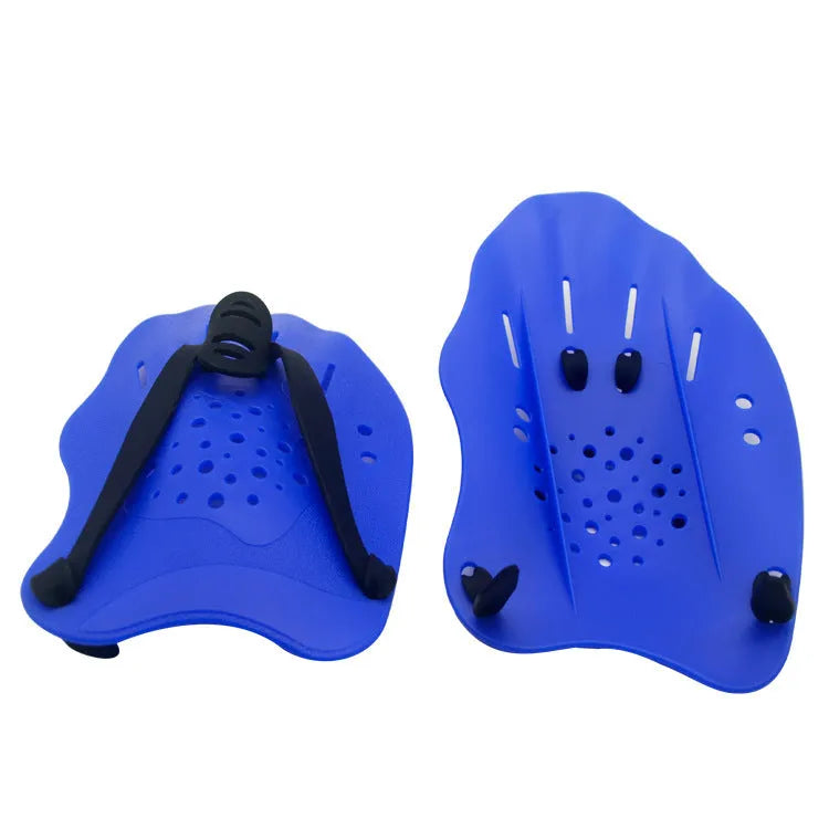 Swimming training paddles with webbed fingers in multiple colours and sizes for freestyle stroke technique