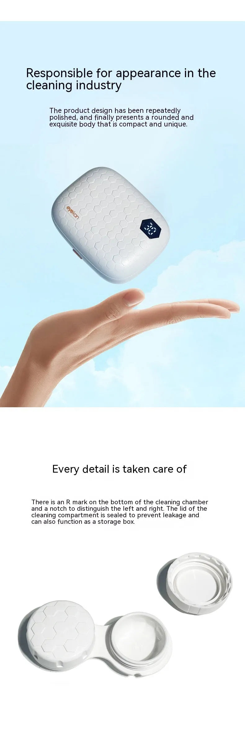 Automatic ultrasonic cleaning machine for invisible glasses in pearl white, blue, or pink colours
