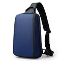 Blue Oxford cloth men's chest bag with a shoulder strap and soft handle
